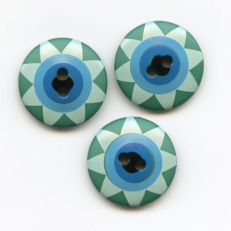 Kaffe Fassett, 20mm Star Flower - Green & Blue Button Pack