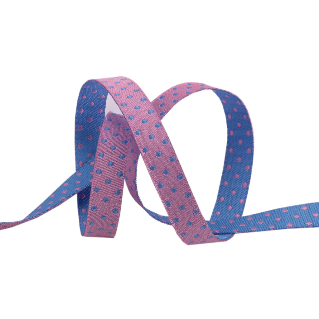 Ribbon Yardage - Reversible Dots Sky