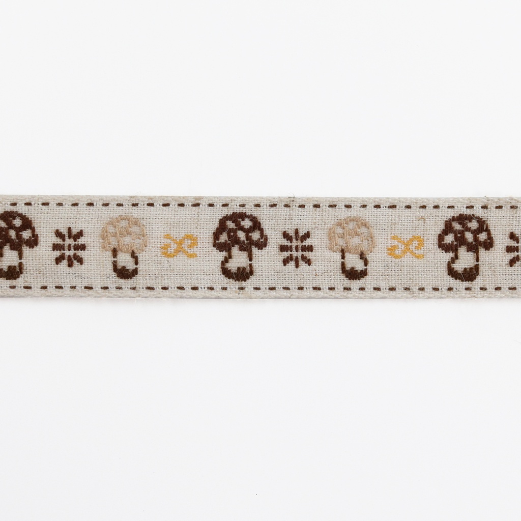 Ribbon Yardage: Brown Mushrooms on Natural