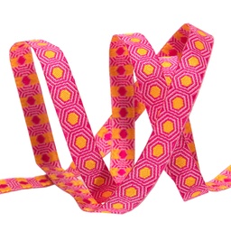 [TK36-3] Ribbon Yardage - Gold Tortoise Dots on Pink