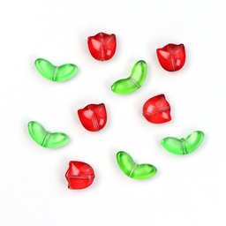 [JBD_112] ​​Red, Tulip Flower & Leaf Bead Pack