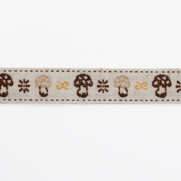 [RBYD_33-045] Ribbon Yardage: Brown Mushrooms on Natural